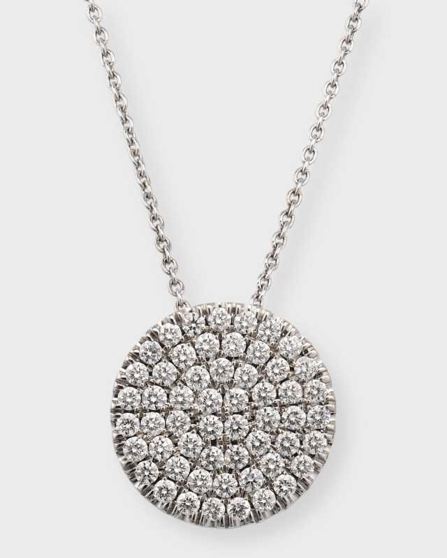 Talisman 18k White Gold Diamond Disc Necklace, 18"L